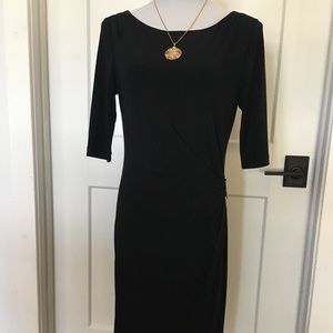 Tahari black dress w/gold accents size 8